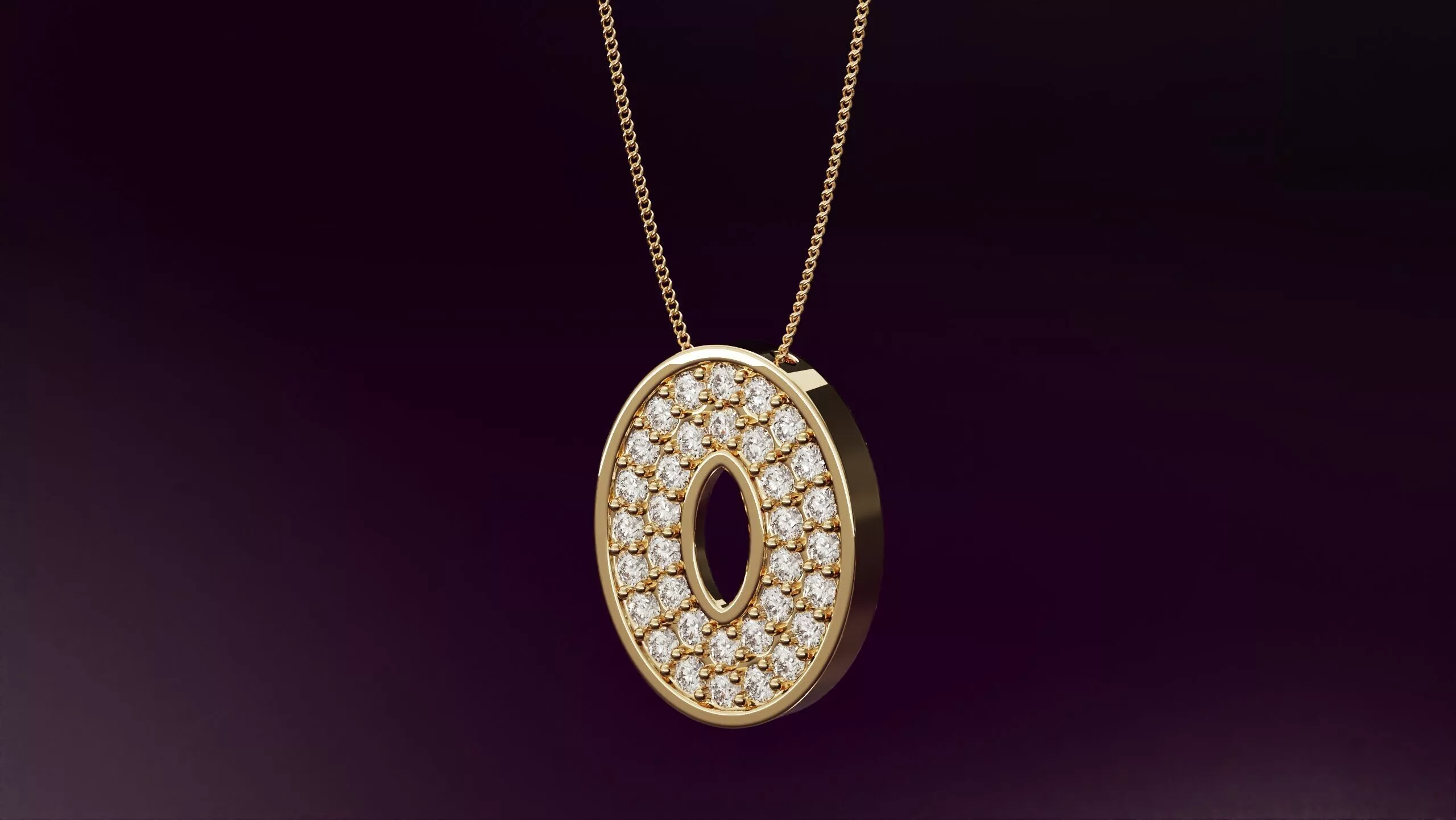 Ellipse pendant with round diamonds N03 10mm 3D print model