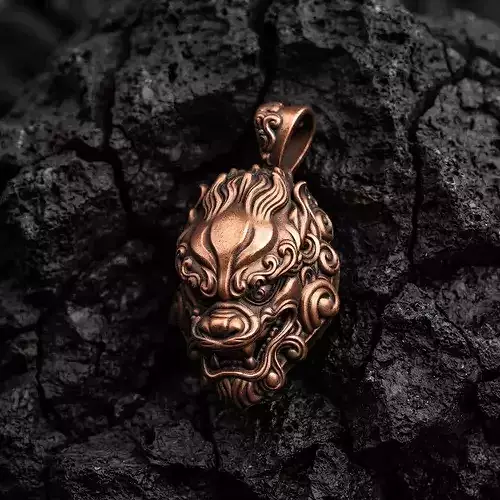 Chinese Foo Dog Lion Dragon Pendant