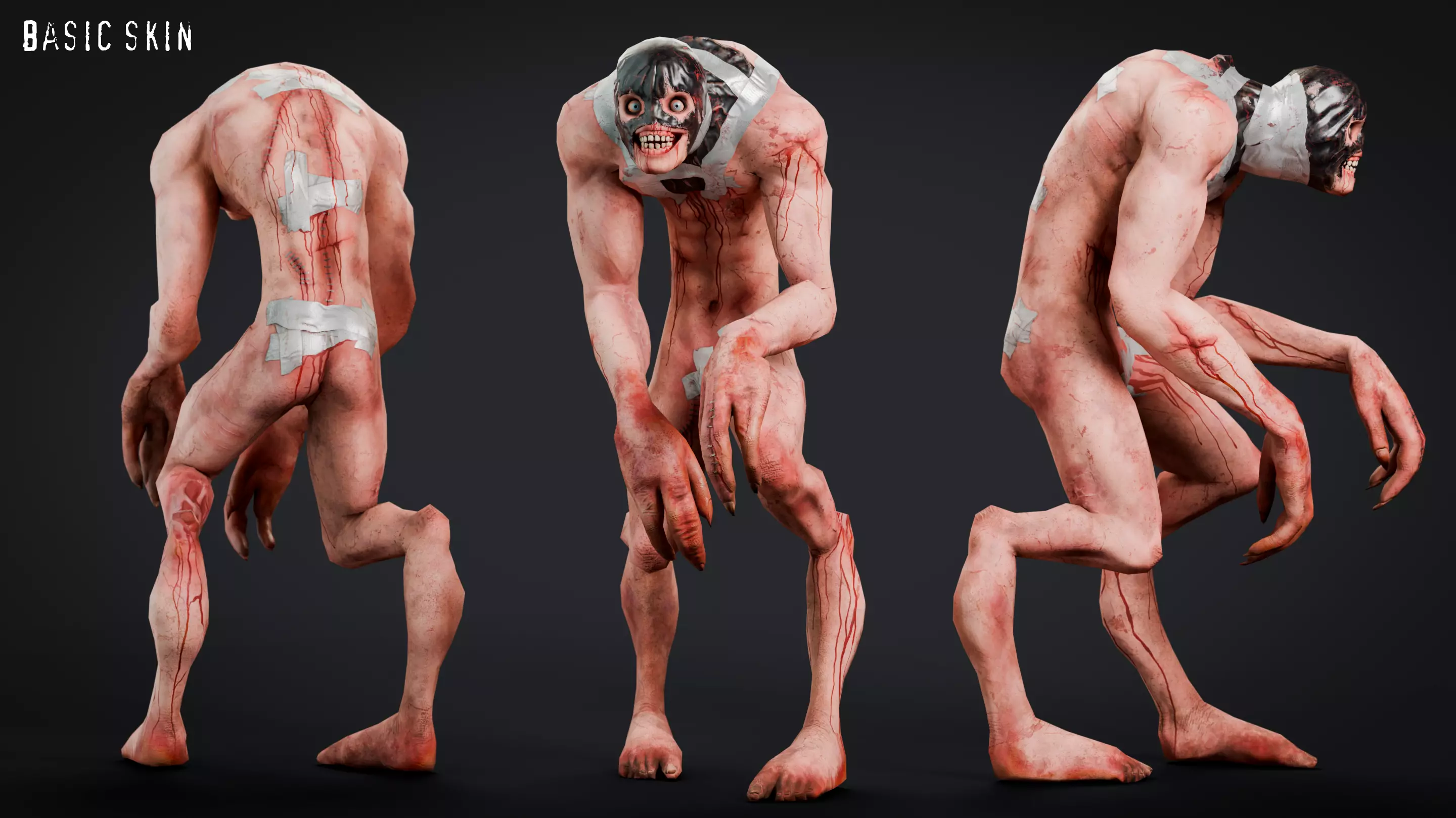 3D Horror Monster Hunched Creature - game ready Low-poly 3D model