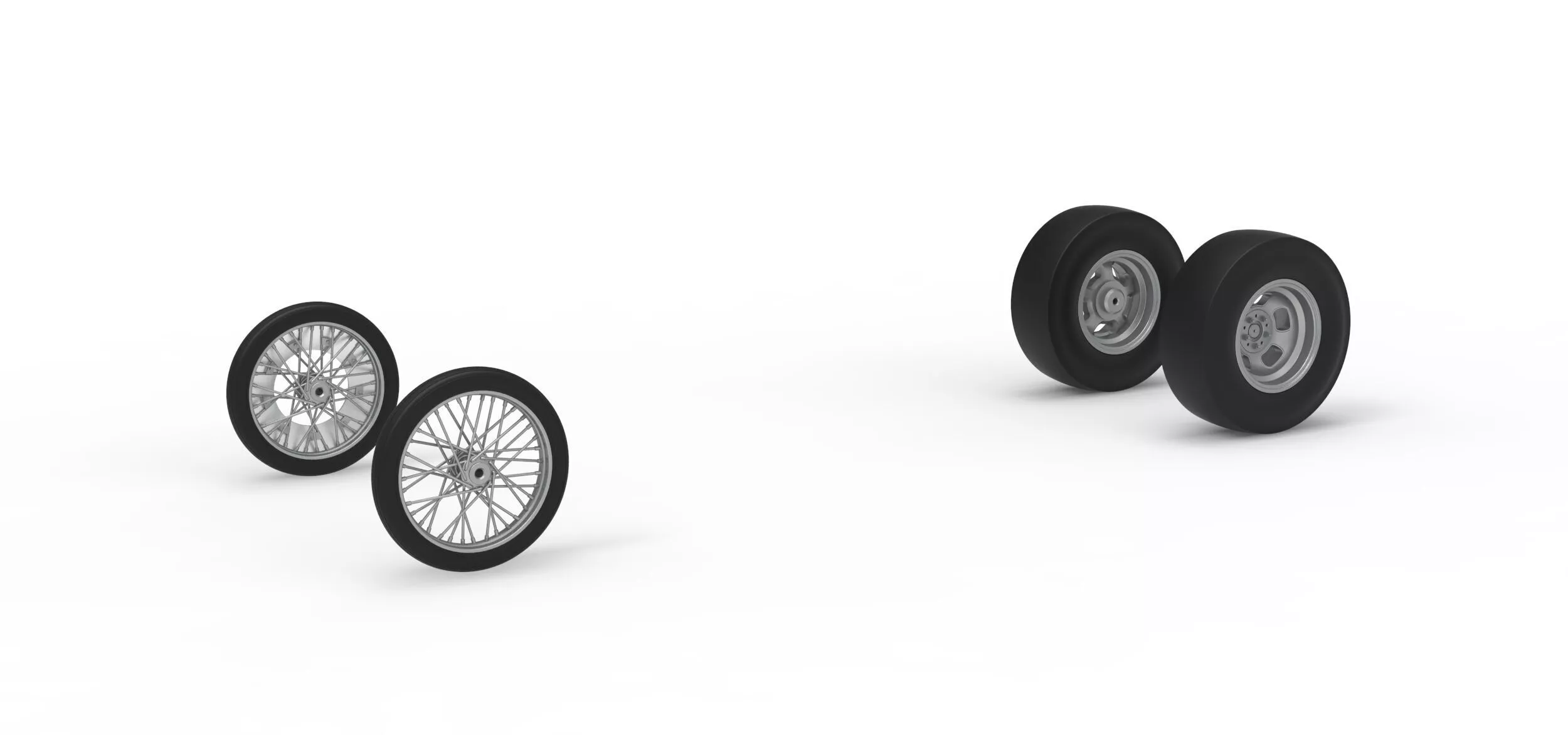 Wheel Set of Vintage Front engine dragster V8 Scale 1 to 25 3D print model