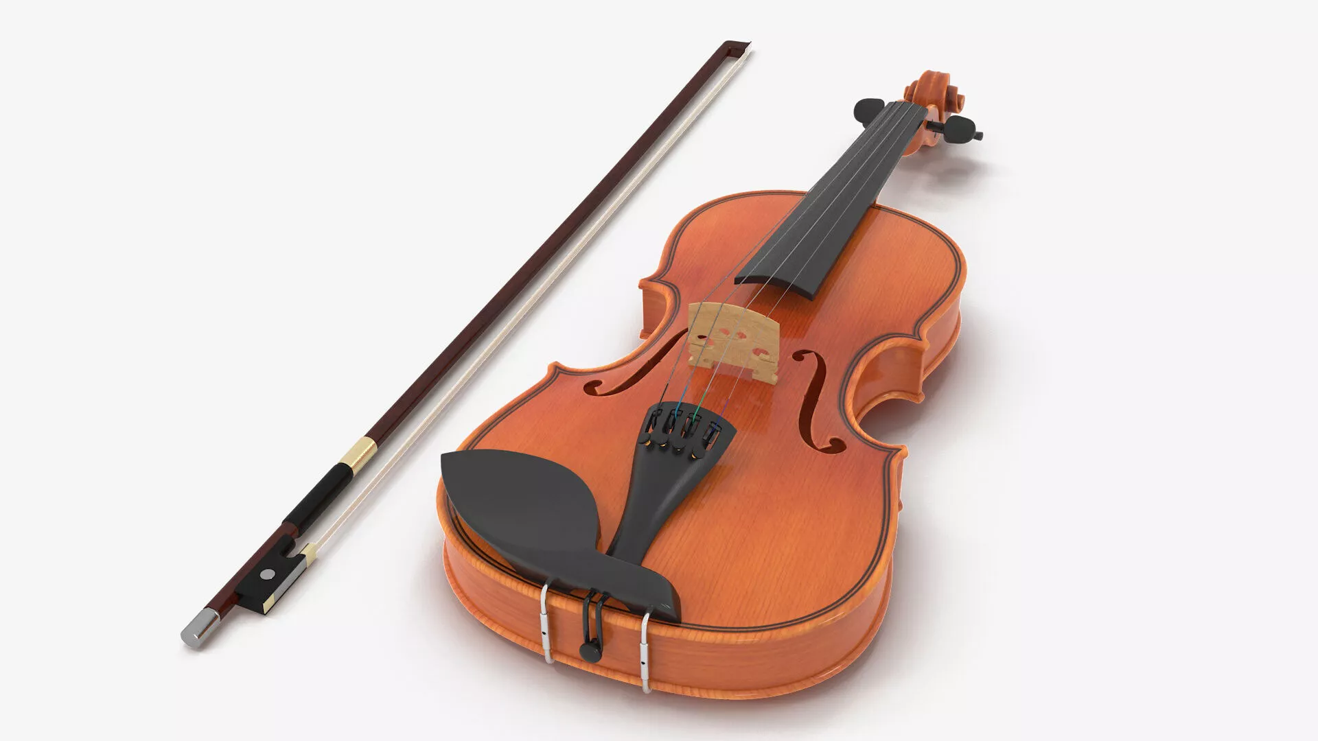 Classic Violin and Bow 3D model
