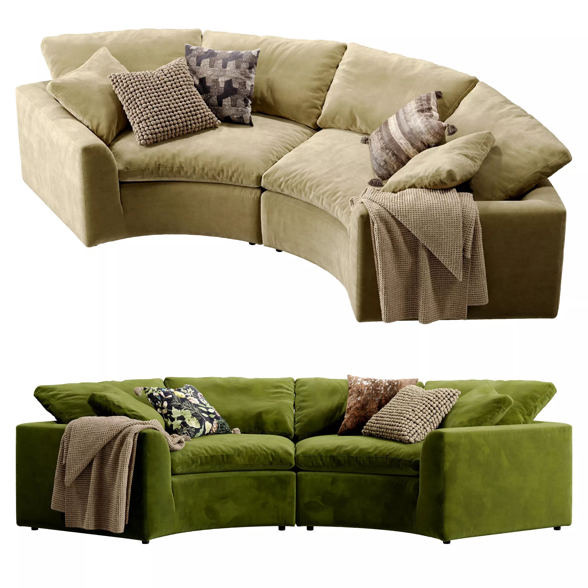 Cloud Semicircle Sofa 2 Piece 3D model