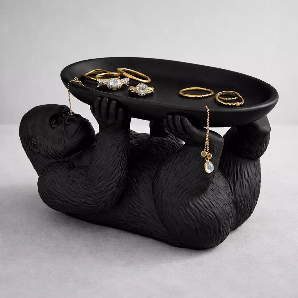 Gorilla Jewelry Tray STL Funny Monkey Holder Organizer 3D print model