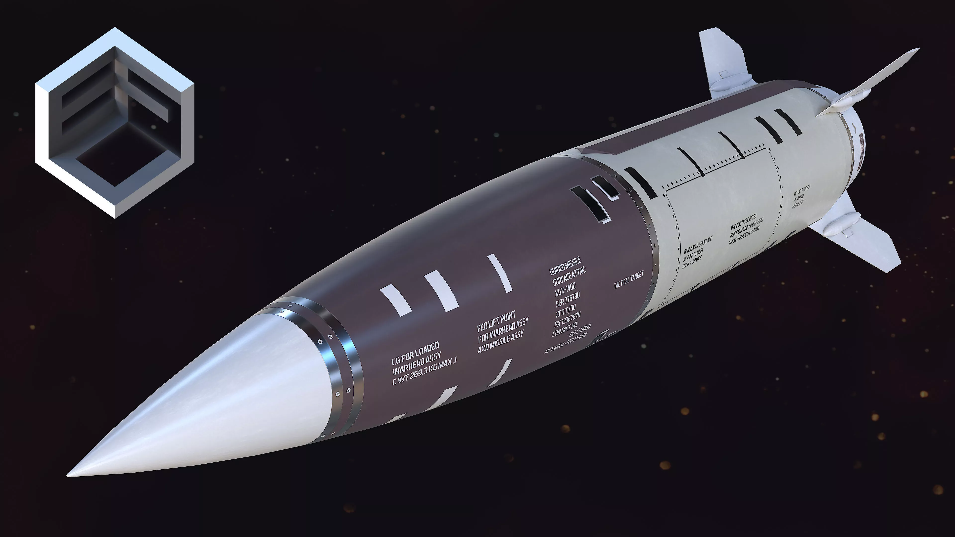 MGM-140 ATACMS Army Tactical Missile Low-poly 3D model
