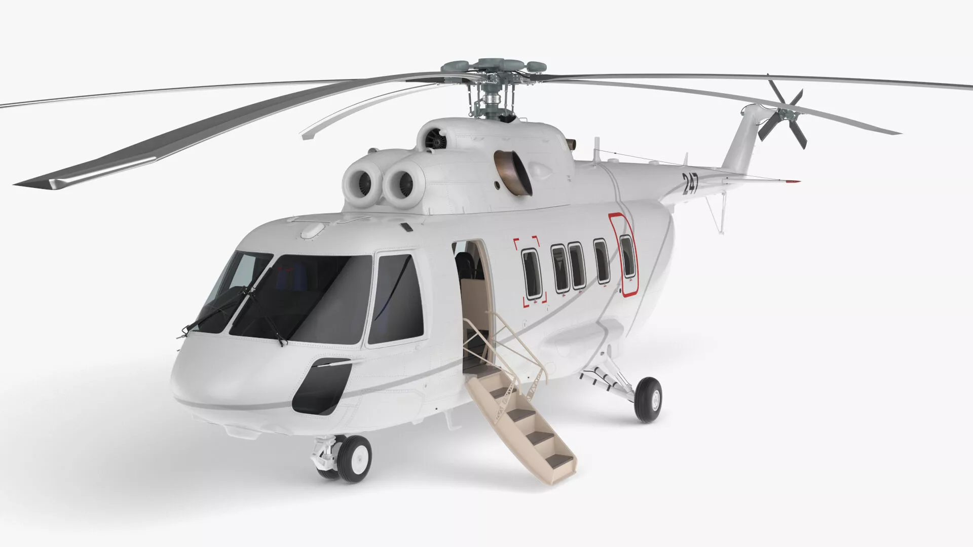 Helicopter MI-171 A3 White Rigged for Cinema 4D 3D model