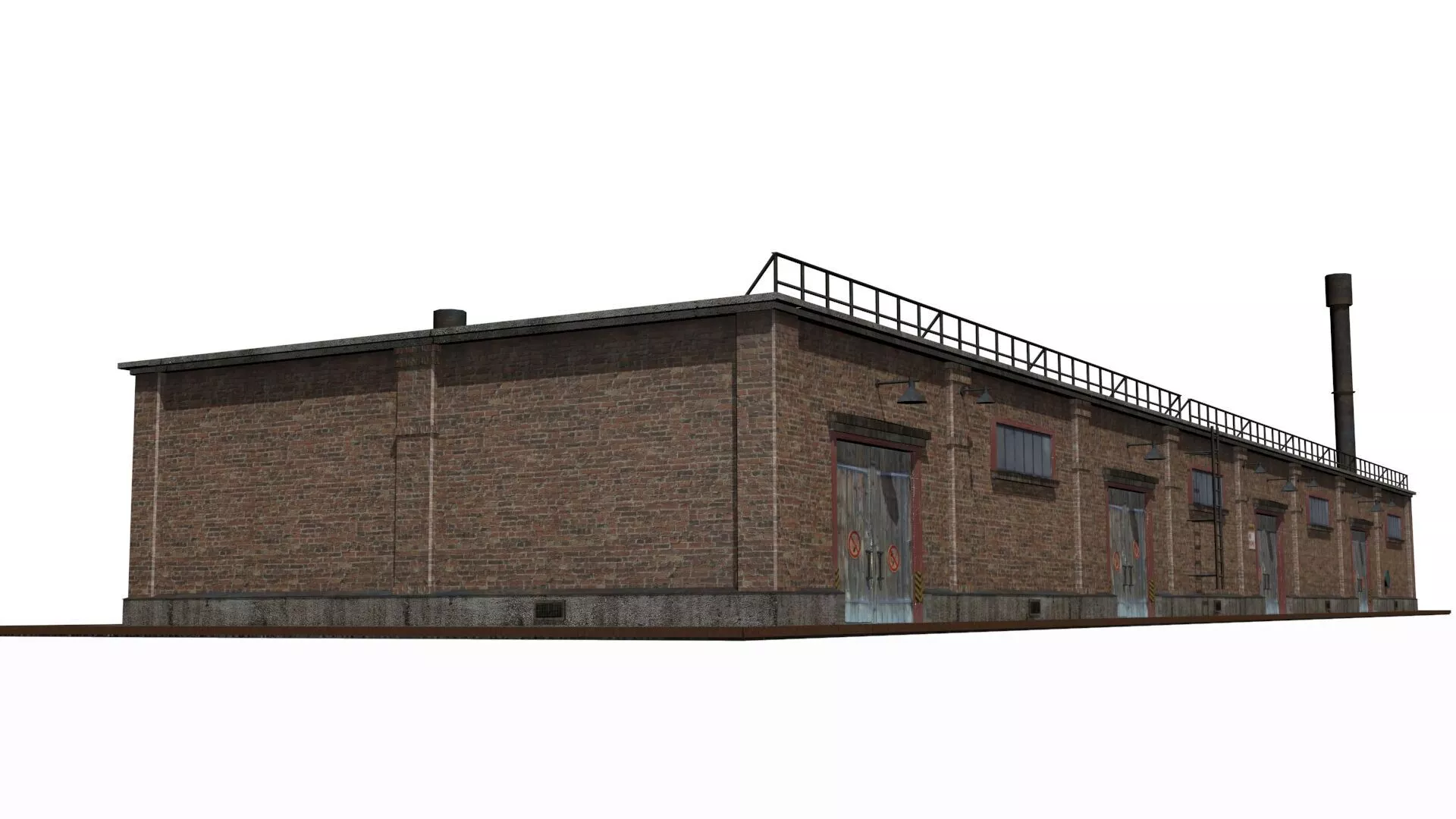 Old brick factory Low-poly 3D model