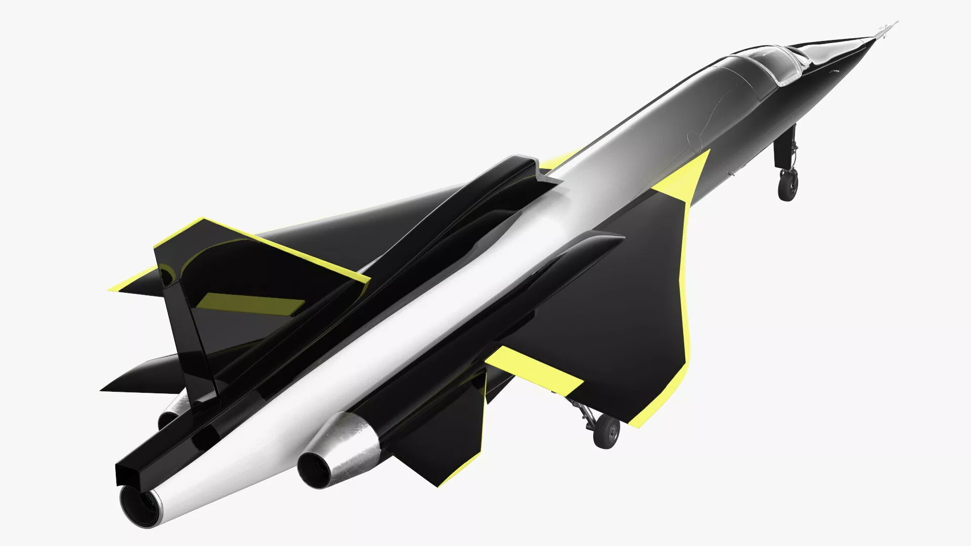 Prototype Supersonic Plane Dark Grey Rigged 3D model