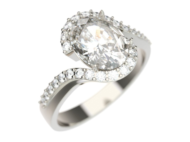 Ring diamond engagement with oval cut center stone