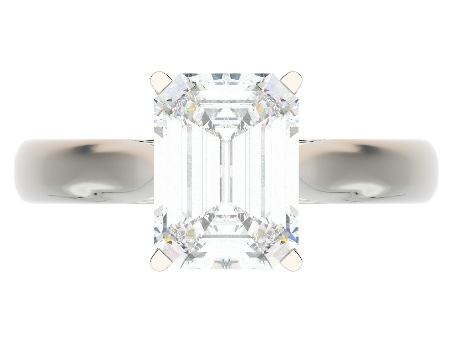Ring emerald cut diamond engagement 3D print model_1