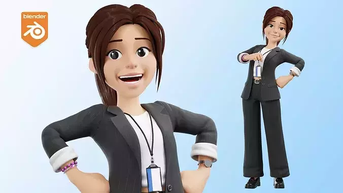 Business Casual Woman Rigged ARKit Low-poly 3D Character