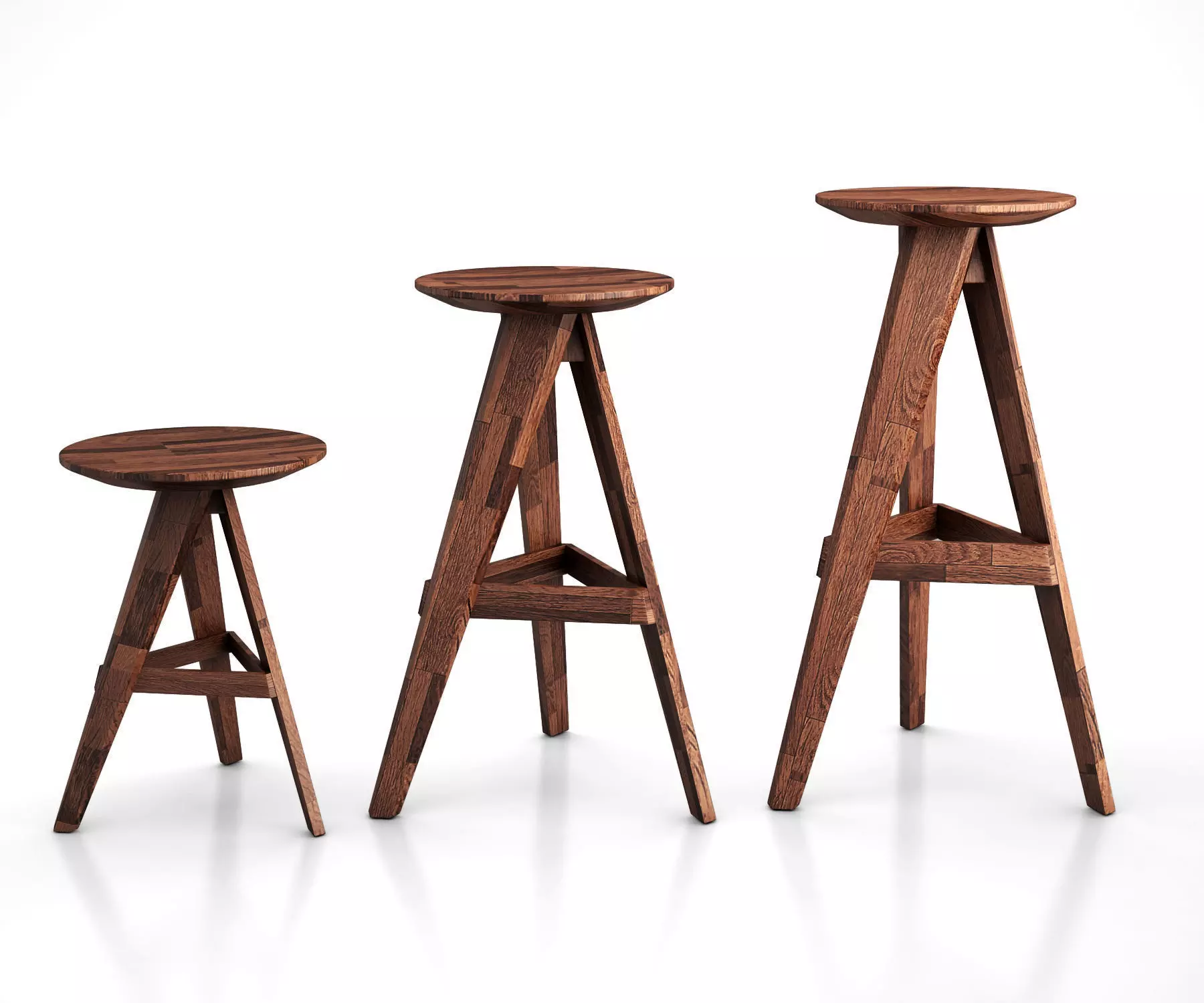 Piece round stool and bar stool  3D model_0