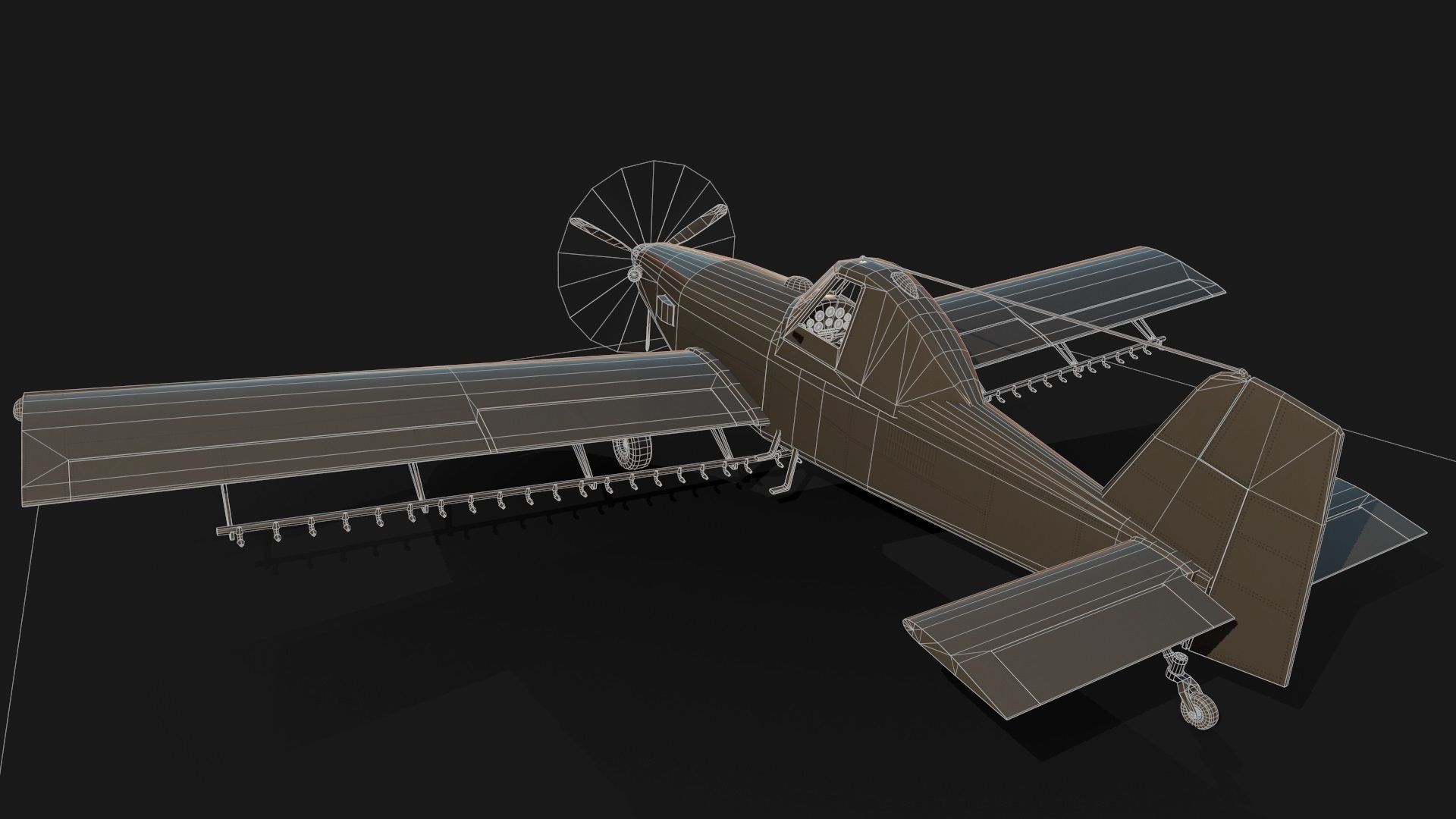 Low Poly PBR Crop Duster Low-poly 3D model_8
