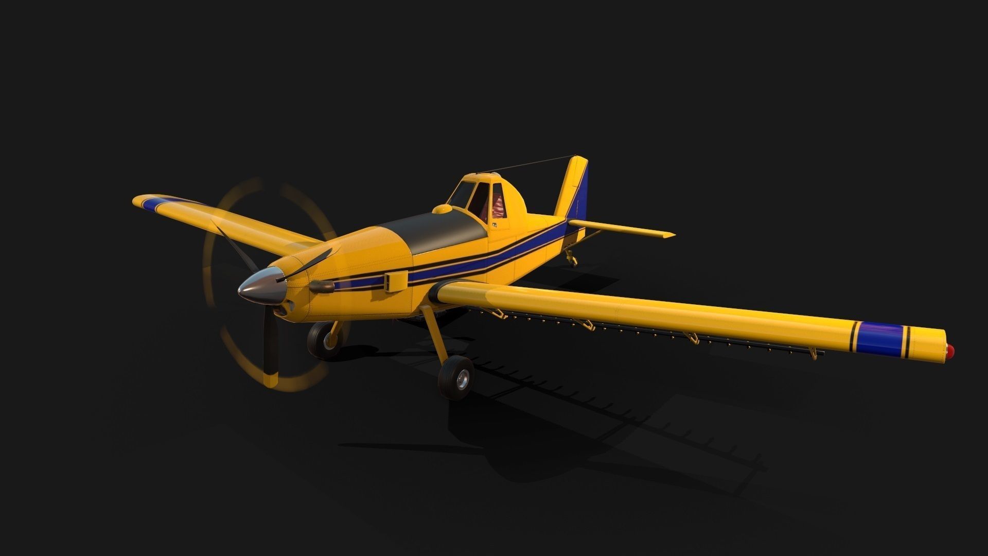 Low Poly PBR Crop Duster Low-poly 3D model_3