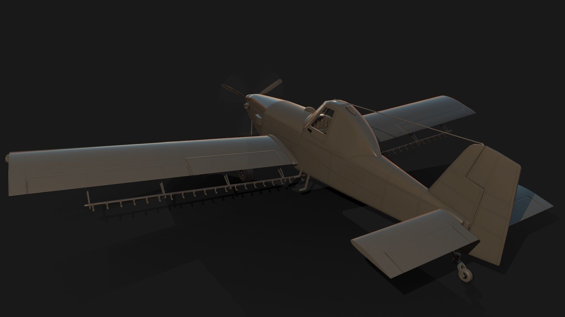 Low Poly PBR Crop Duster Low-poly 3D model_7