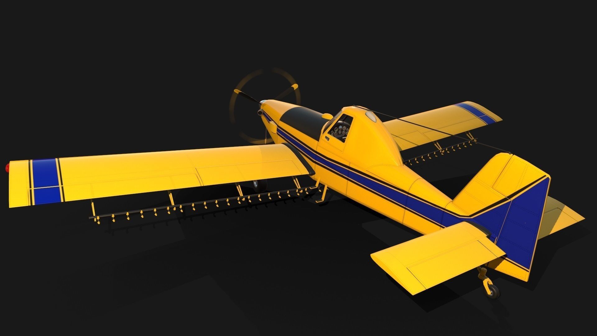 Low Poly PBR Crop Duster Low-poly 3D model_6
