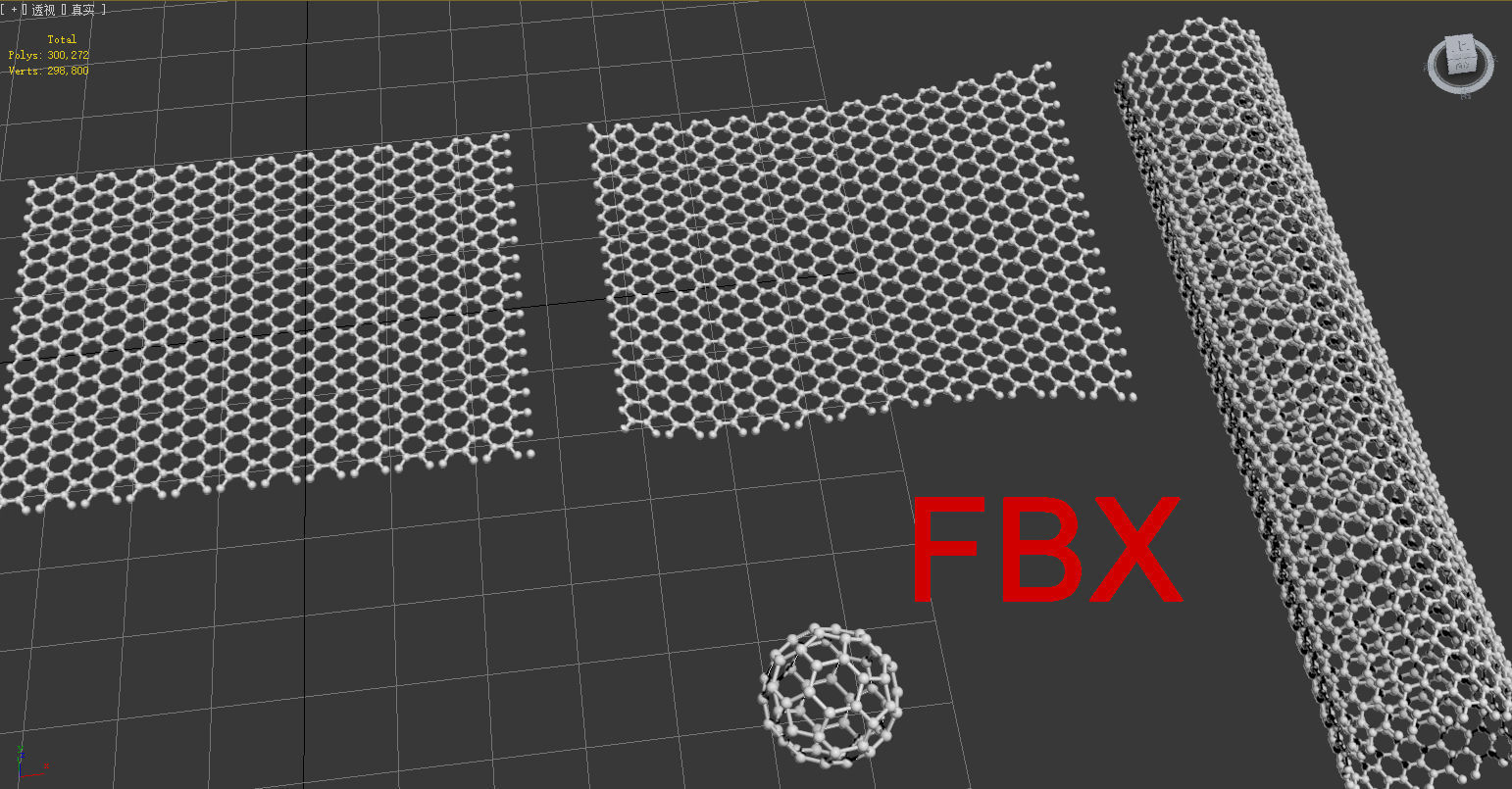 Carbon structures Graphene nanotube and fullerene tube 3D model_2