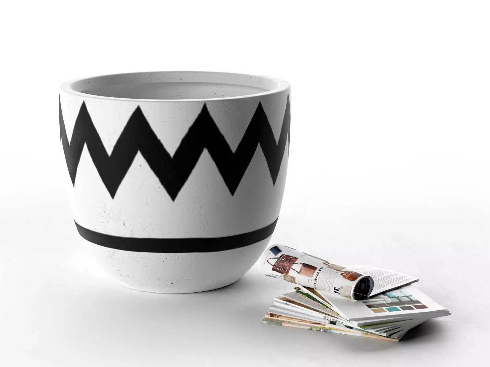 Charlie Brown Pot with Stack of Magazines 3D model | CGTrader
