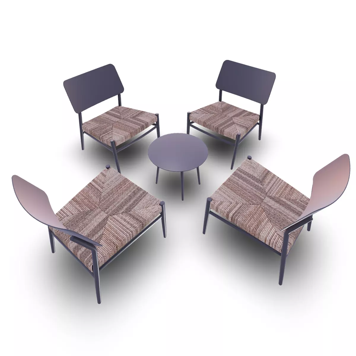 Chair-table set Low-poly 3D model