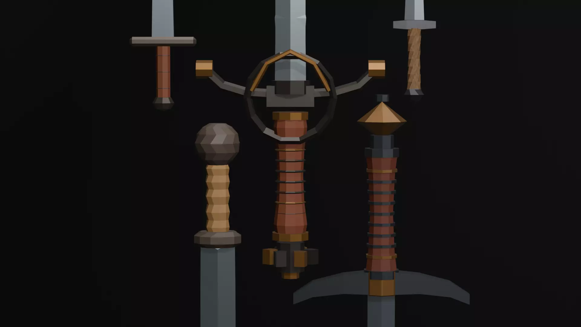 Low Poly Weapon Pack - Gladius Sword Dagger Game Ready Low-poly 3D model