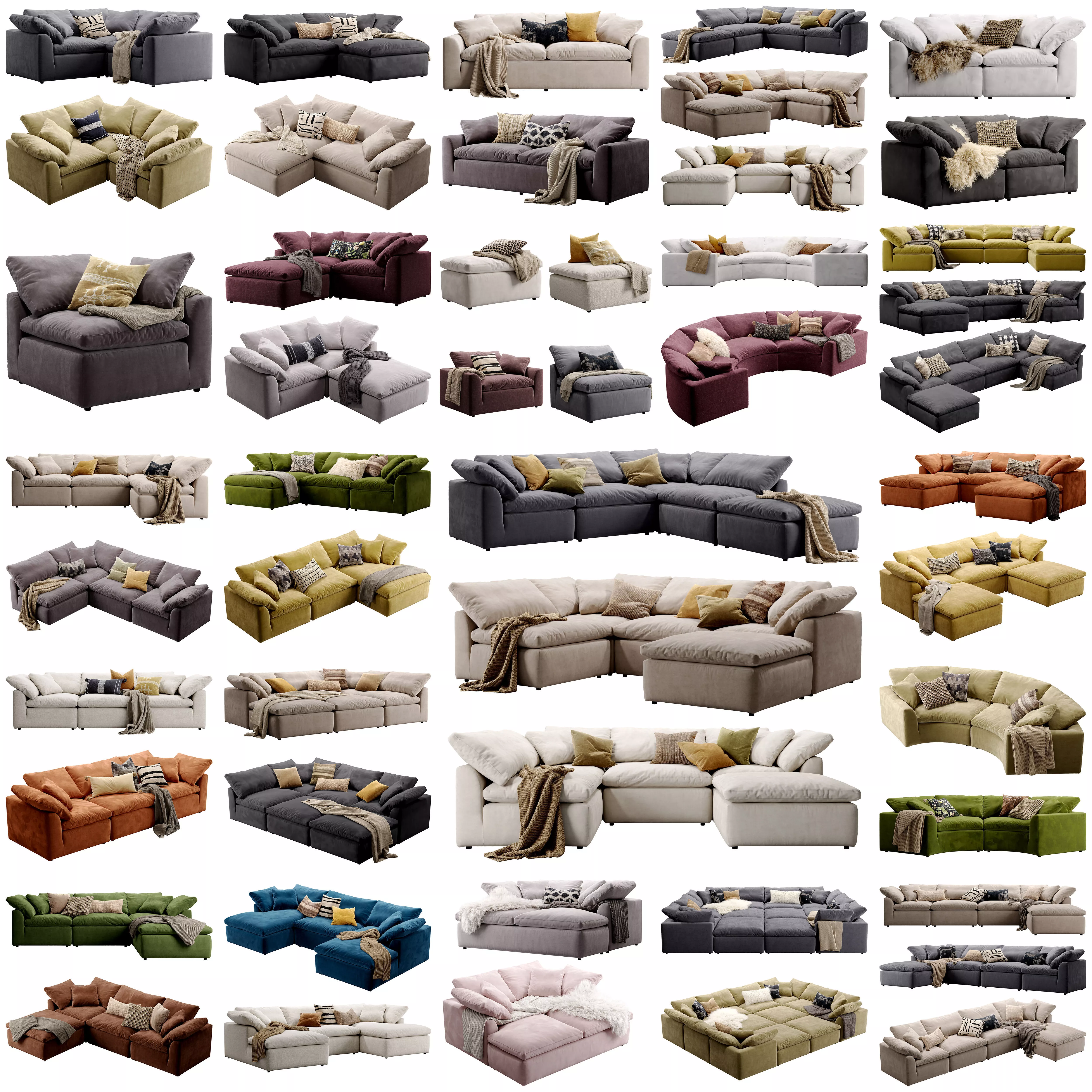 Cloud modular sofa collection 3D Model Pack
