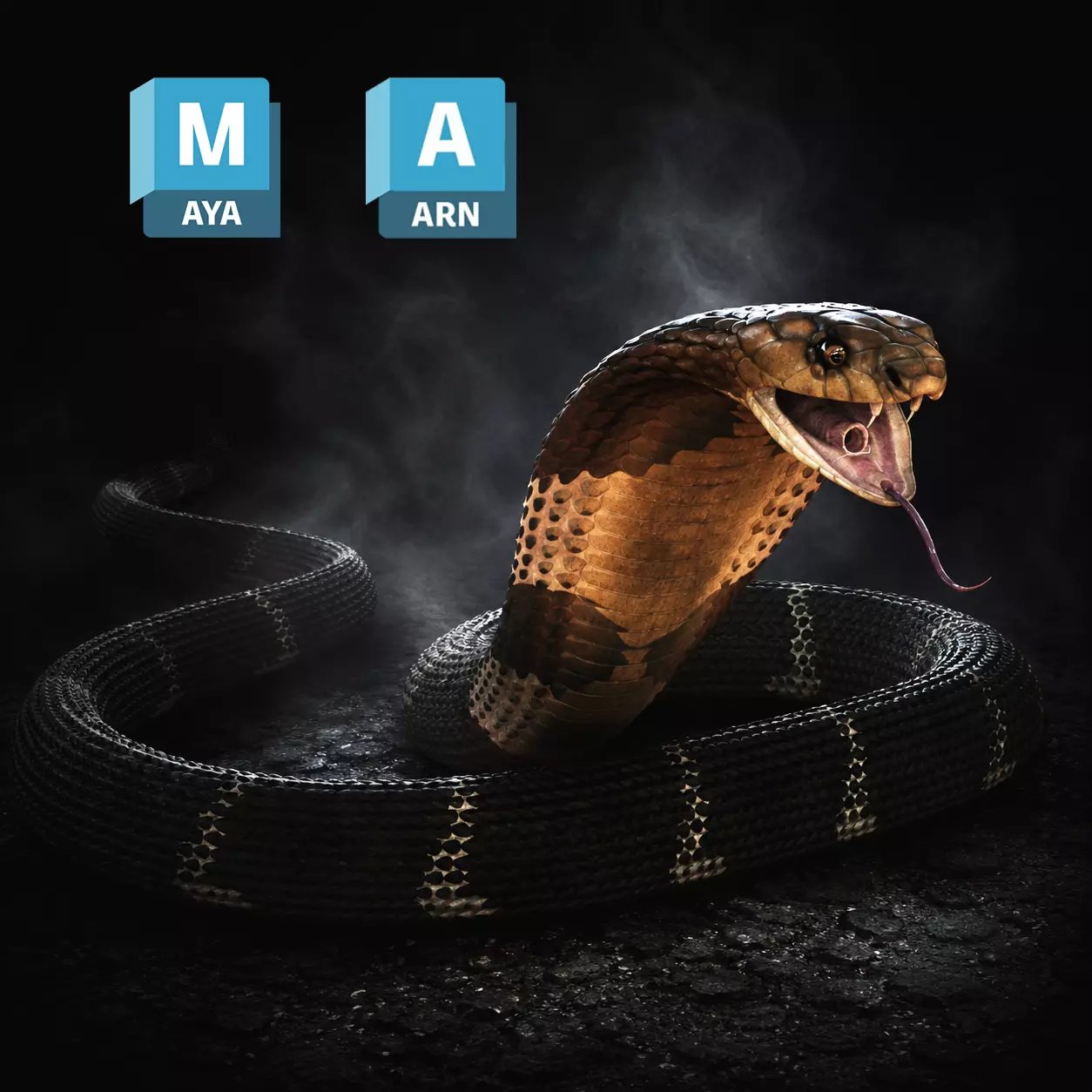 Realistic King Cobra Rig For Maya Arnold Low-poly 3D model