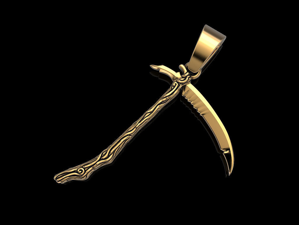 Scythe pendant 3D print model_6