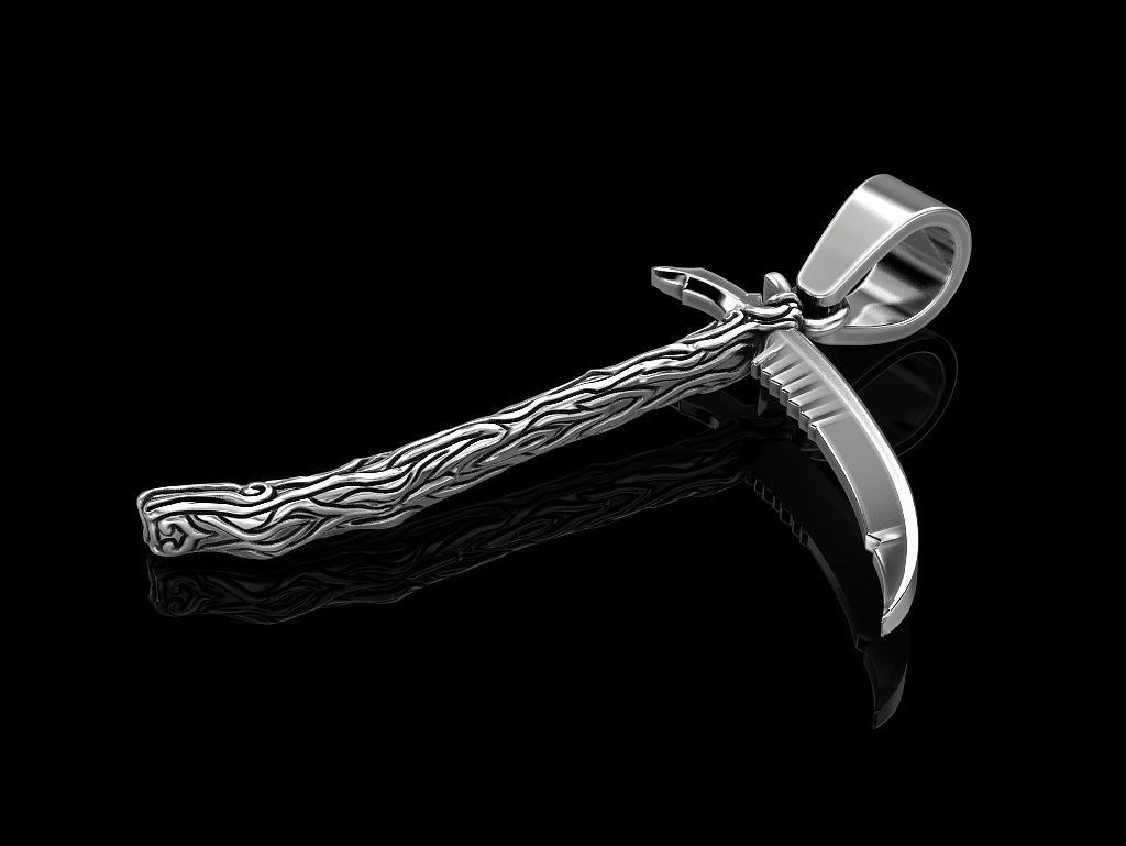 Scythe pendant 3D print model_3