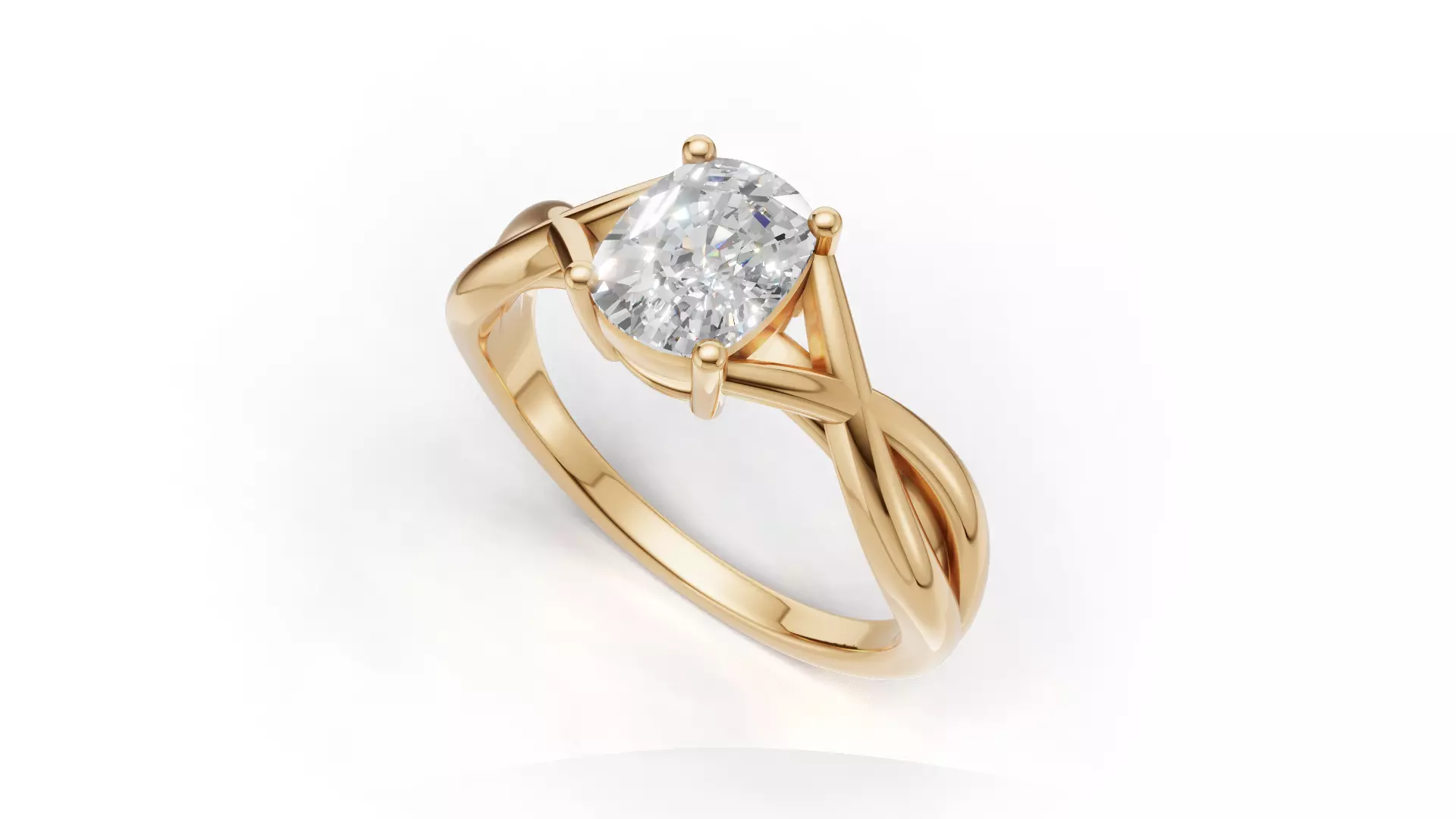 Cushion Split Shank Solitaire Engagement Ring 3D print model 3D print model