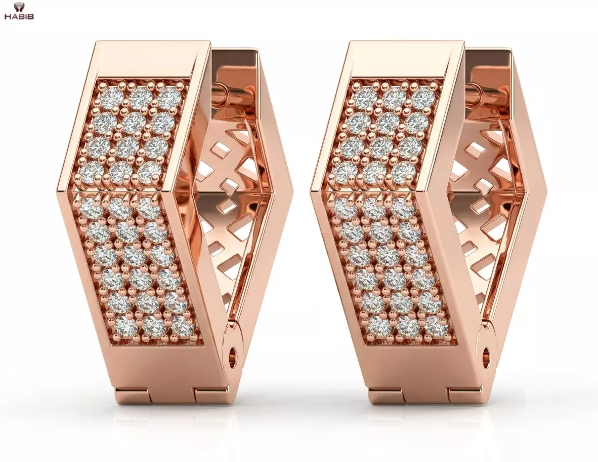 Geometric Diamond Hoop Earrings CAD Model STL 3D print model