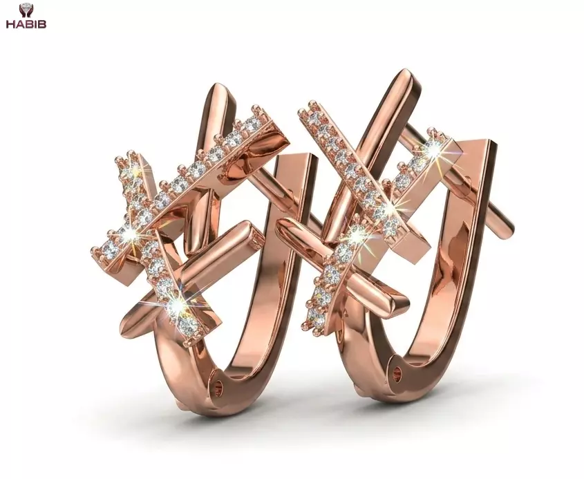Criss Cross Diamond Hoop Earrings CAD Model STL 3D print model