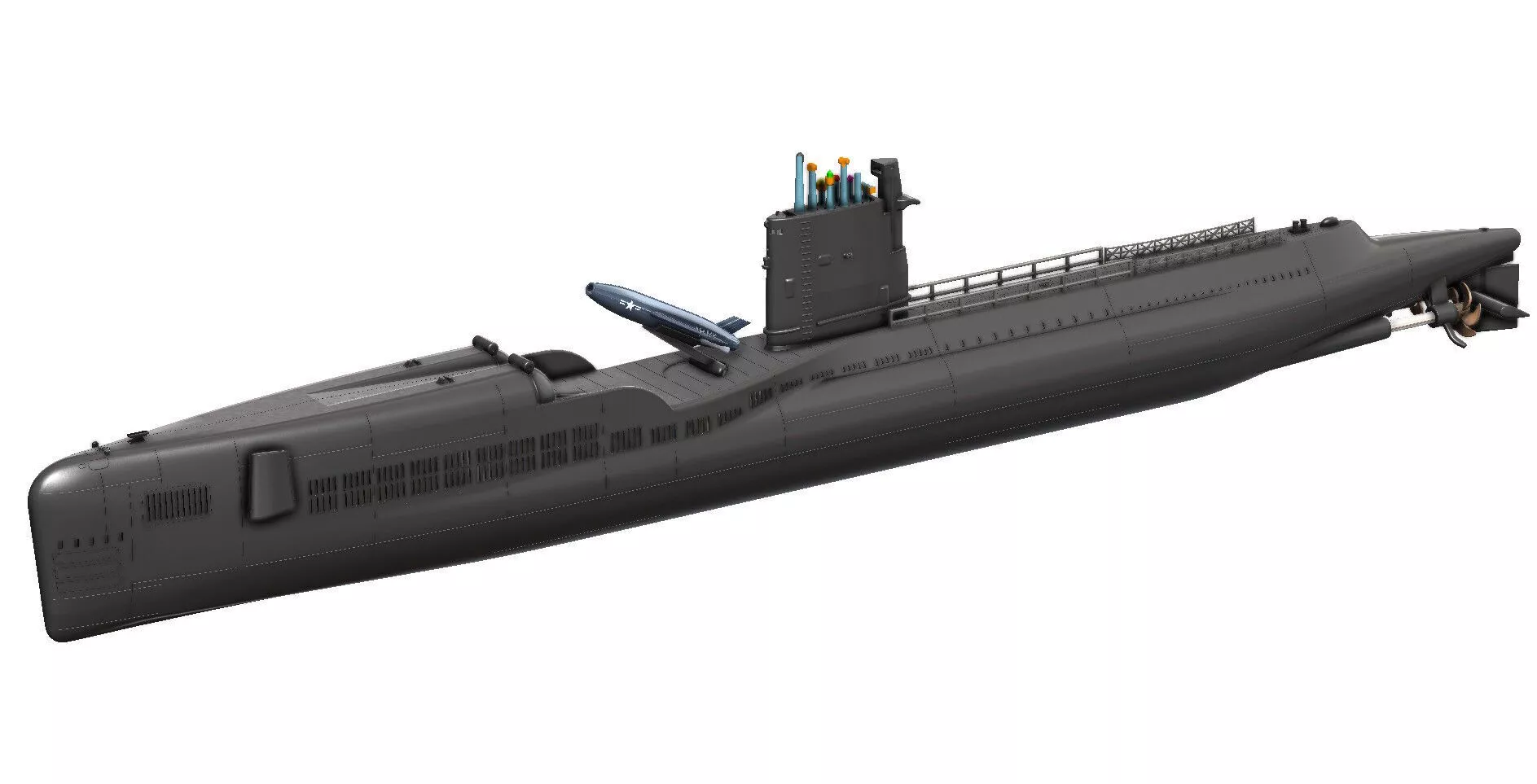 USS Growler SSG577 Articulated Regulus Missile Submarine 3D print model