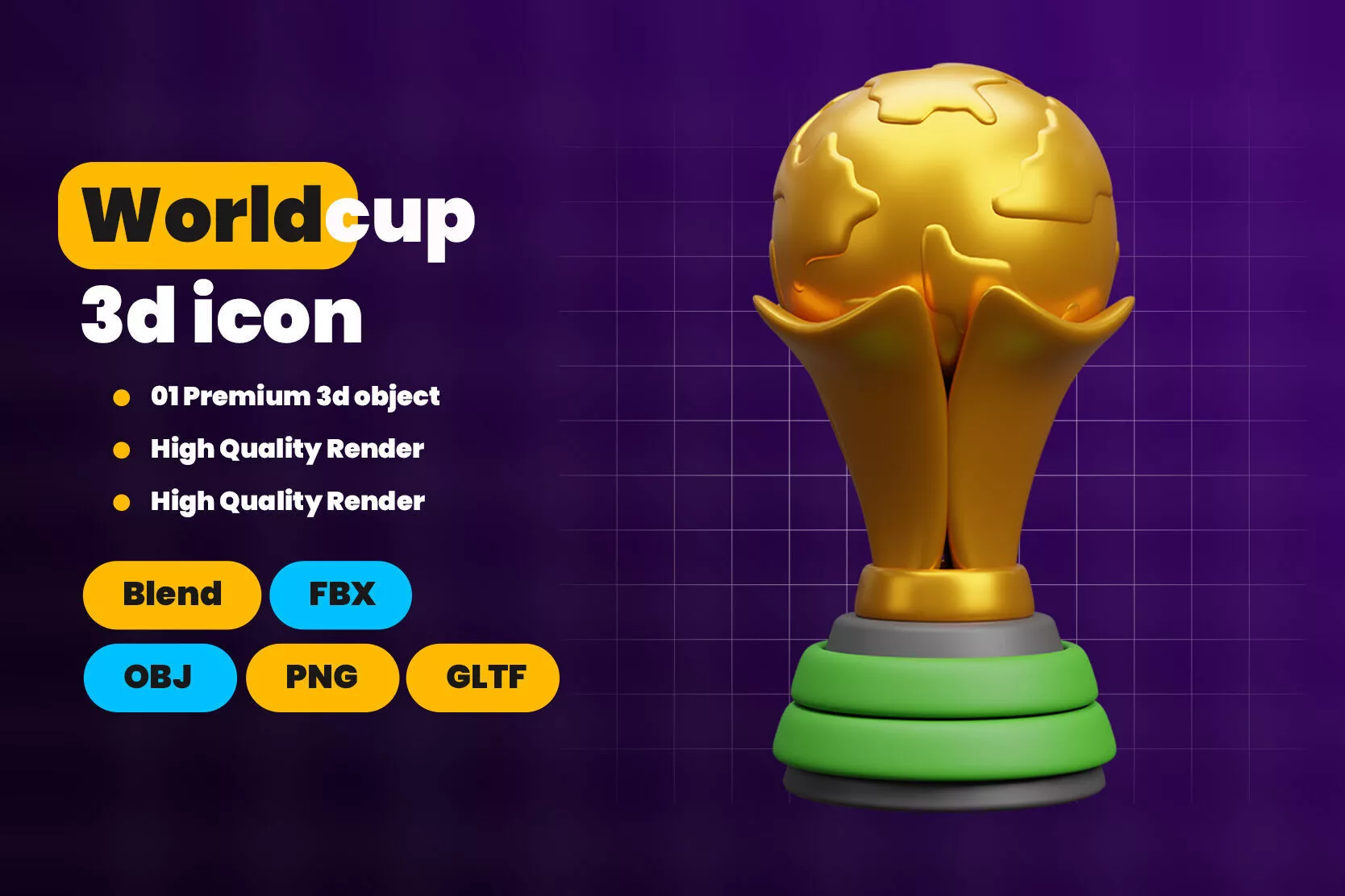 World cup 3d ui icon 3D model