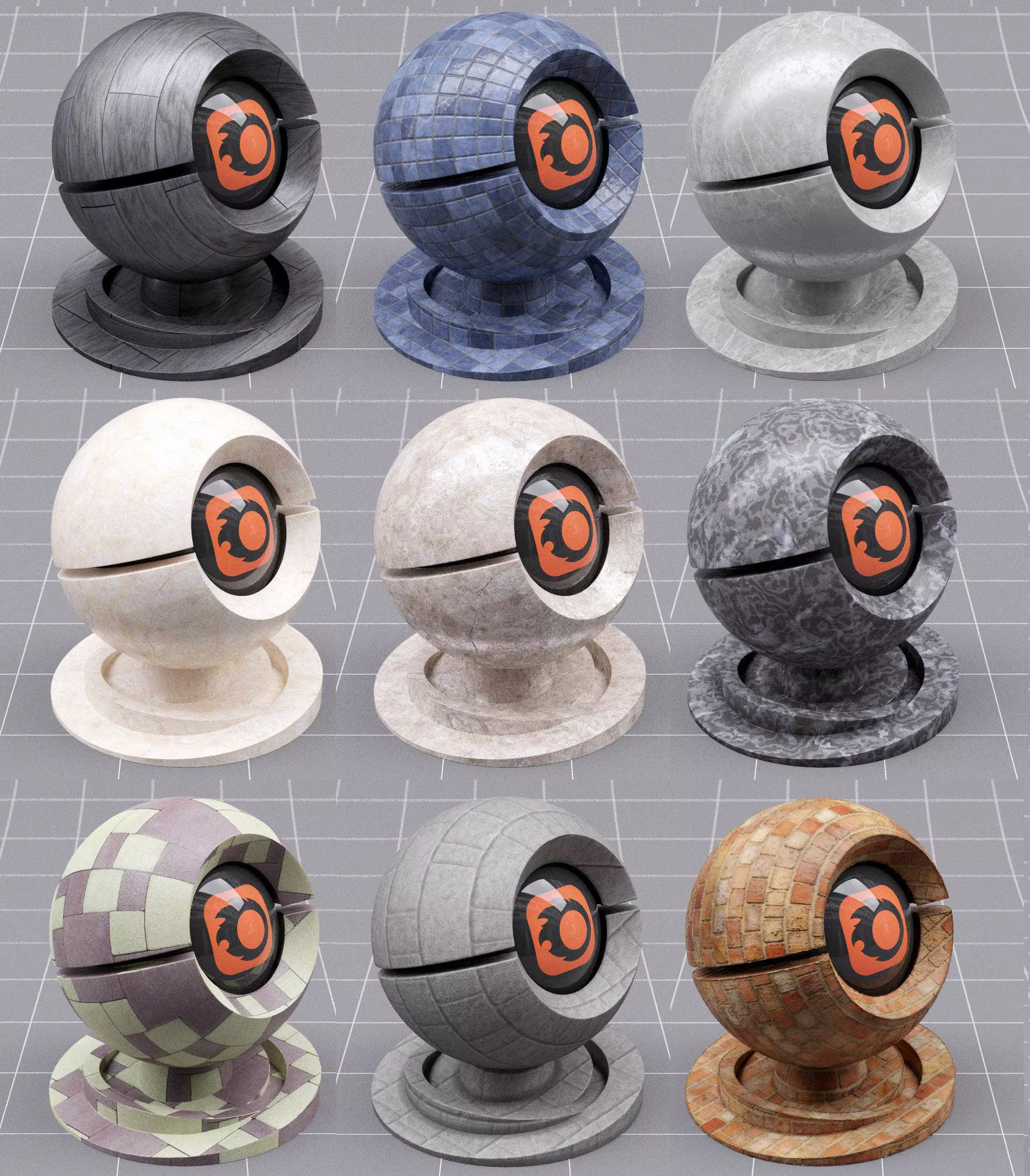 Stone and Marble Shader Pack Low-poly 3D model