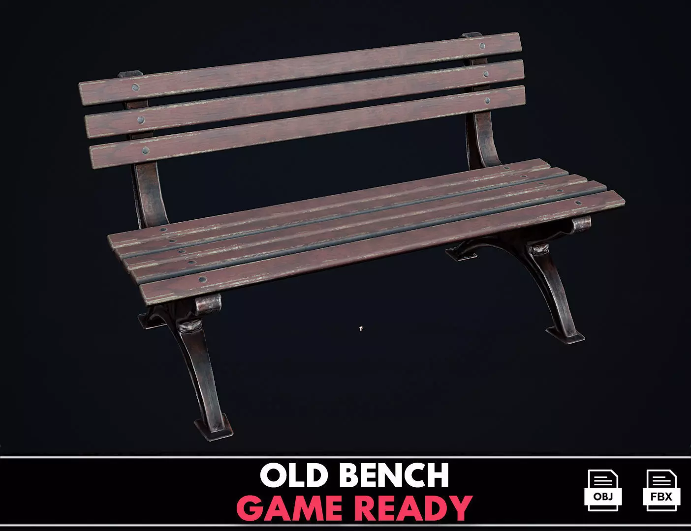 Old bench Low-poly 3D model