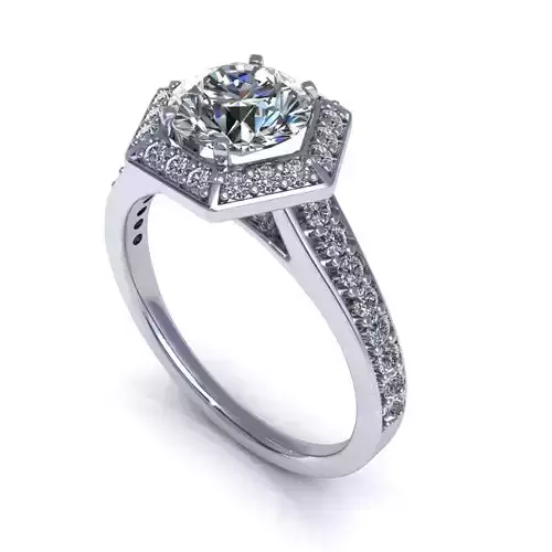 Vintage Hexagonal Halo Ring