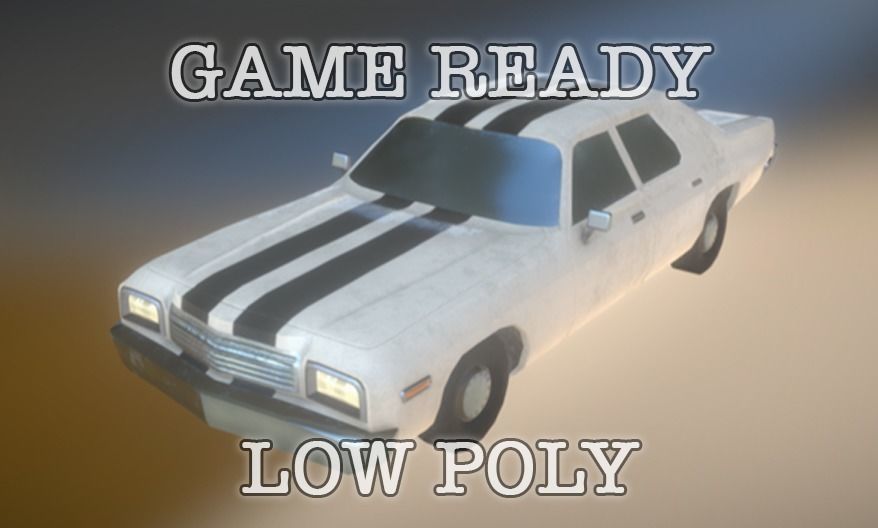 PBR Large American Car low-poly AR VR Low-poly 3D model_0
