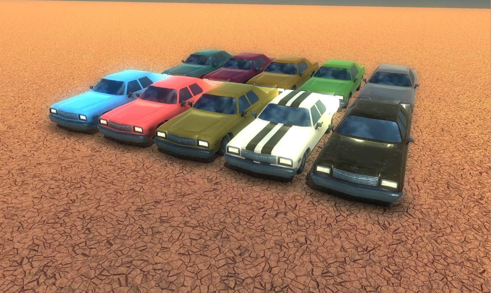 PBR Large American Car low-poly AR VR Low-poly 3D model_1