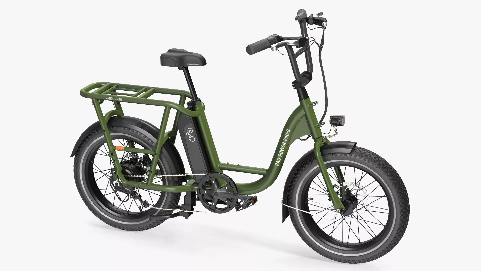 Two-Wheel Electric RadRunner Bike Green Rigged 3D model
