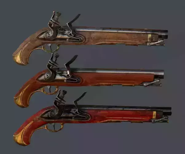 Old Pistol Low-poly 3D model