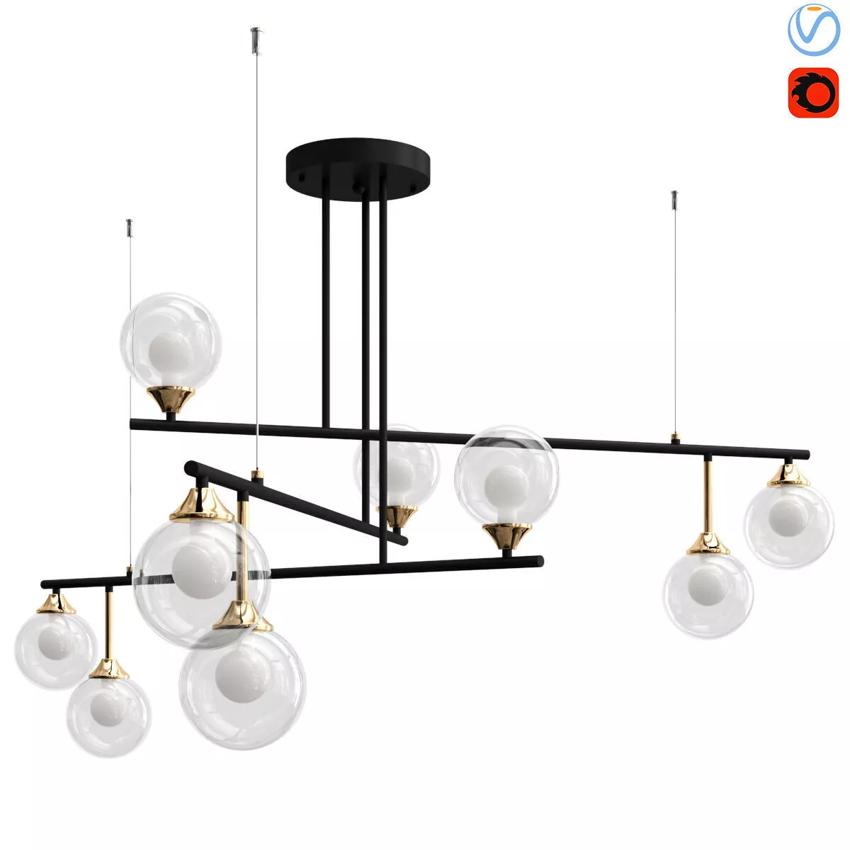 Clear Glass Shade Chandelier 3D model