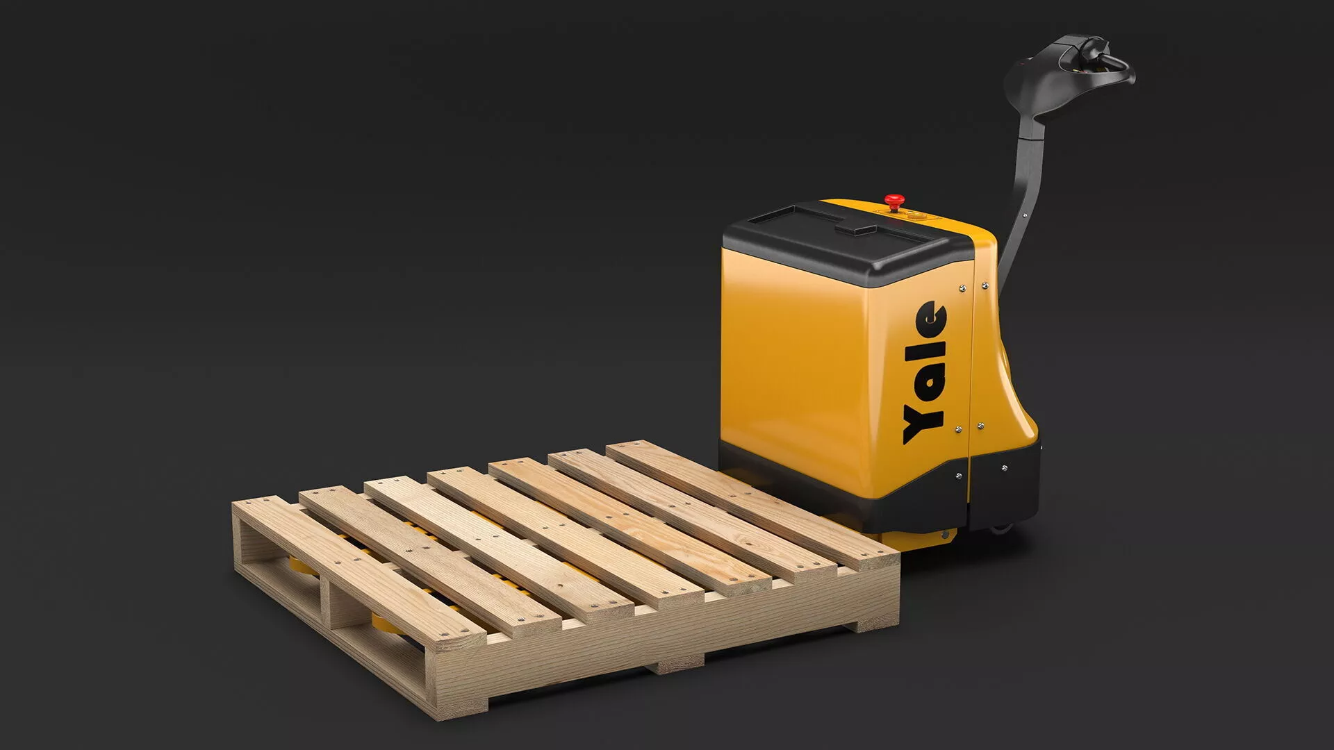 Self Propelled Electric Pallet Jack and Pallet Rigged 3D model