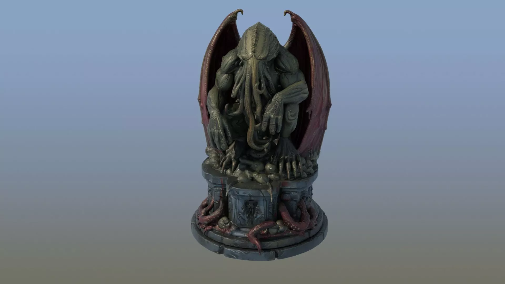 Cthulhu Giant Cosmic Great Old One Statue Game Ready 3D model