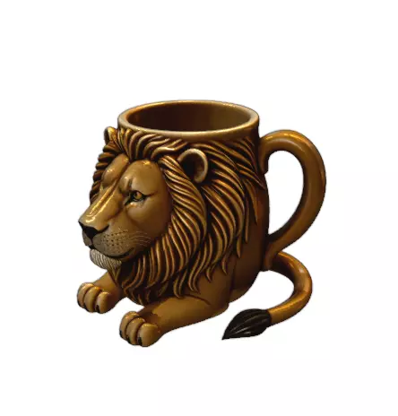 Lion Mug Sculpted 3D print model