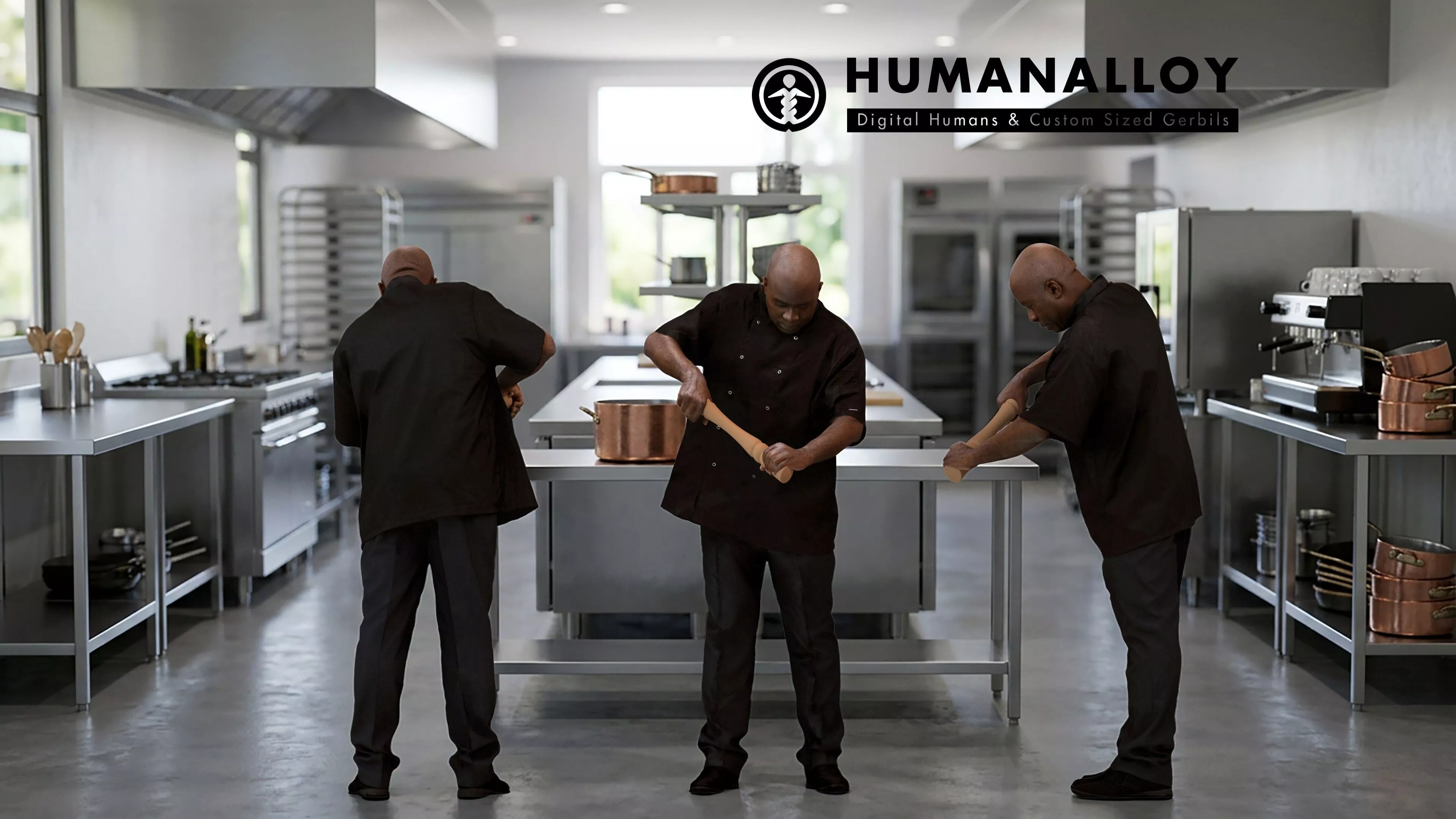 Adult Black male waiting in restaurant hospitality uniform 3D model