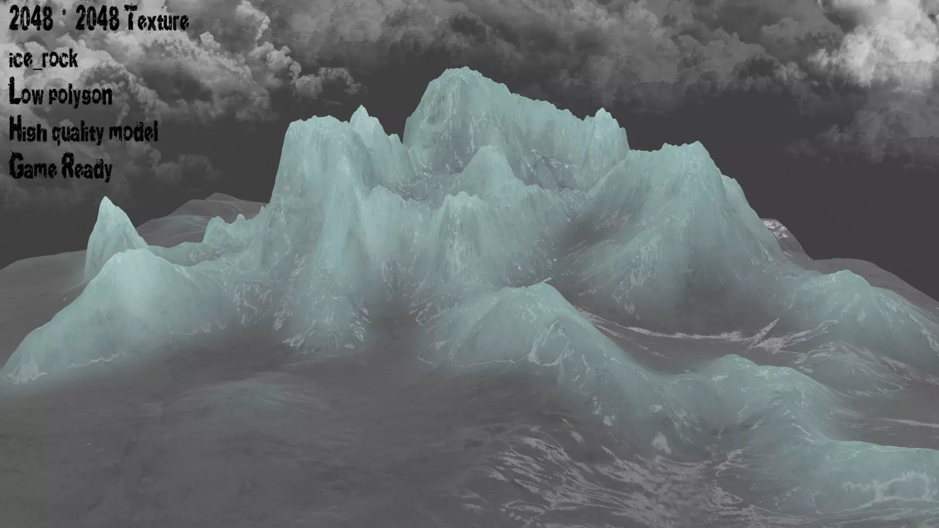 iceberg ice mountain Low-poly 3D model_0