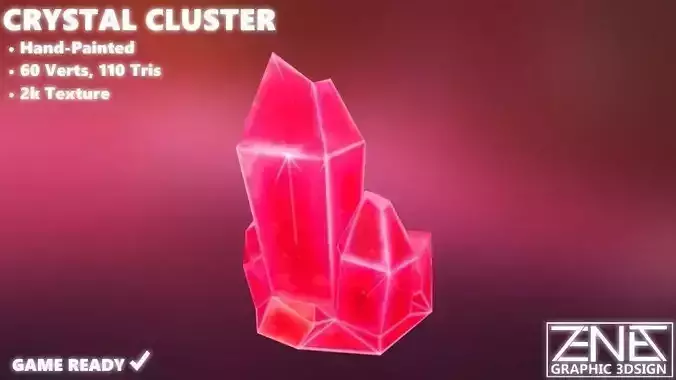 Game-Ready Large Red Crystal Cluster