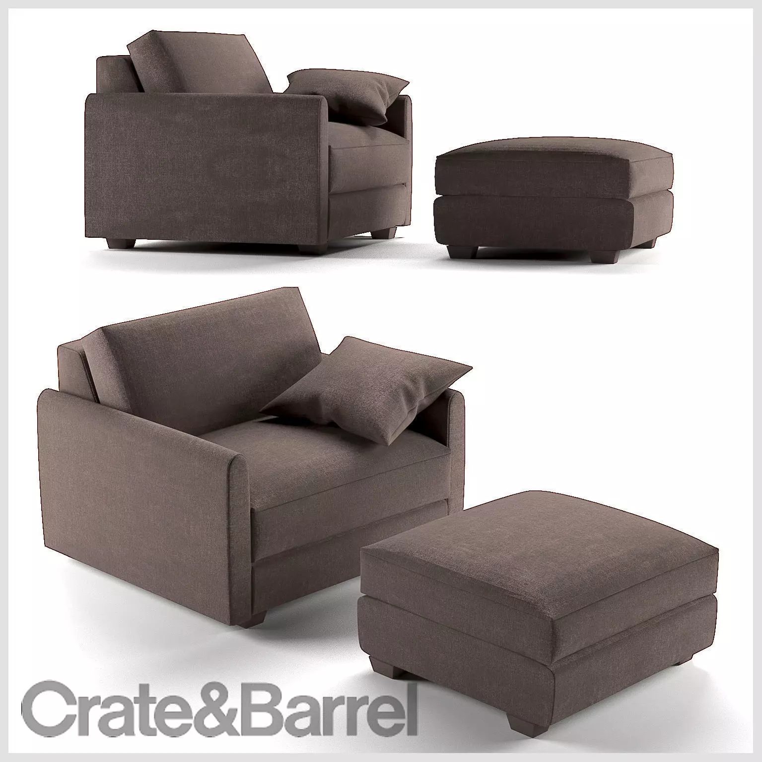 chair and ottoman 3D model_0