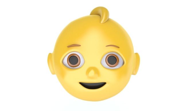 baby face emoji Low-poly 3D model