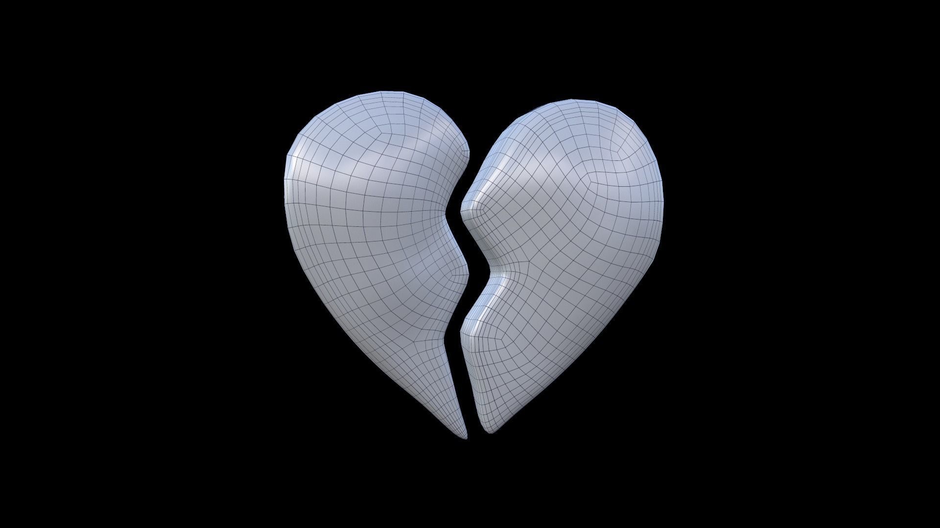 heart Broken Low-poly 3D model_2