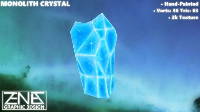 Game-Ready Light Blue Monolith Crystal Rock Low-poly 3D model